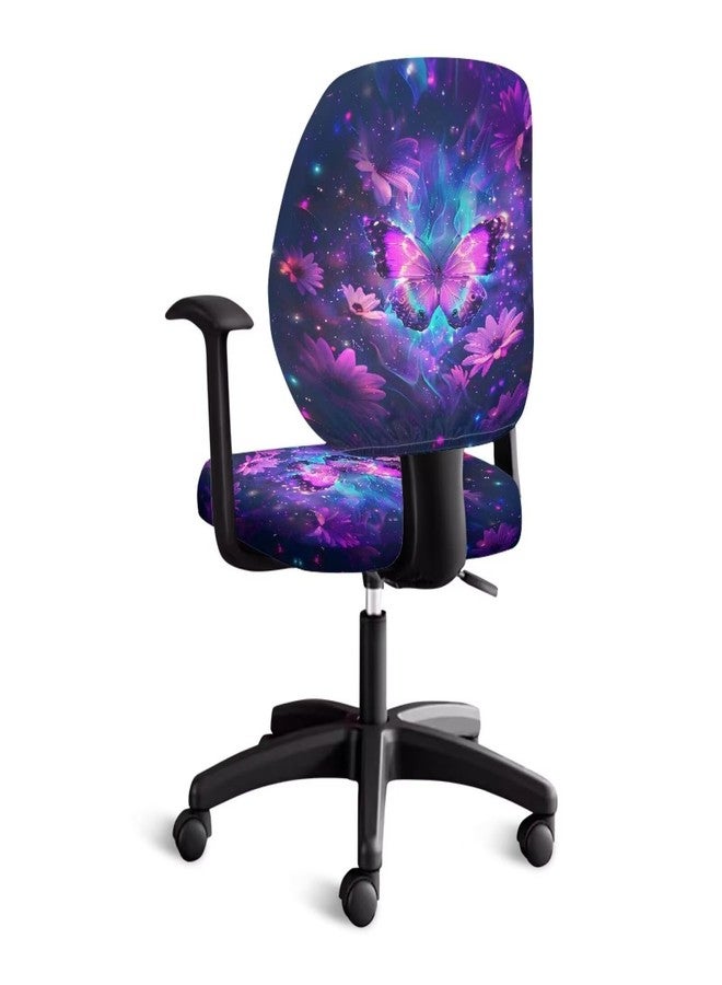 Wanzuoeng Butterfly Daisy Print Office Chair Covers 2 Pack, Galaxy Printed Office Chair Slipcover for Home and Office, Removable Soft Stretchy Rotating Chair Covers, Home Accessories - Image 2